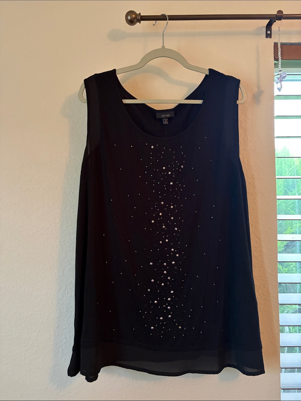 Apt. 9 Black Embellished Chiffon Tank Blouse Size 2X NWT